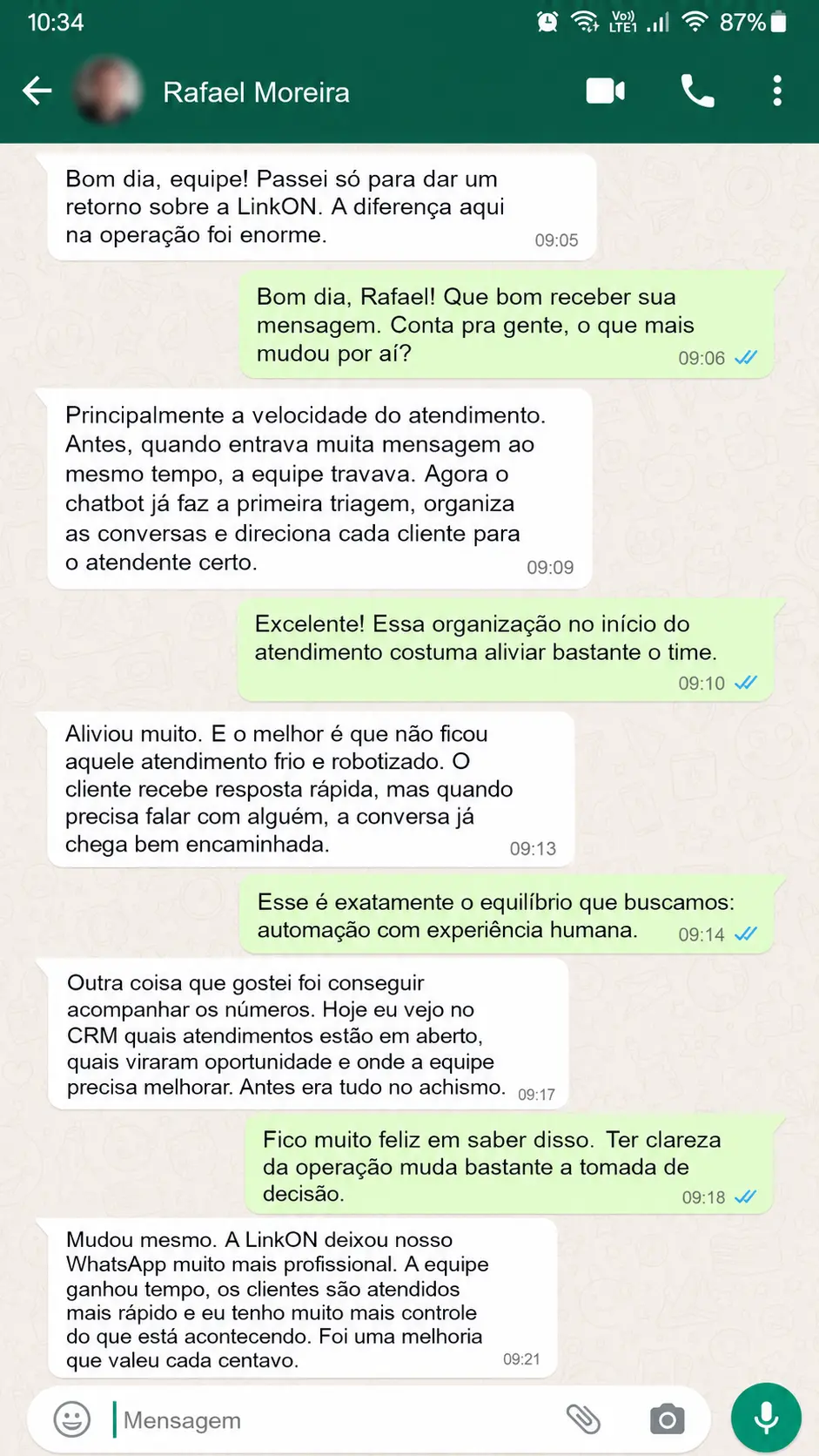 Depoimento de cliente LinkOn