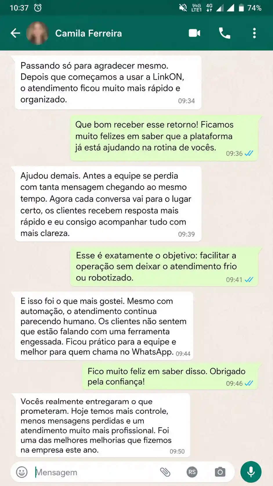 Depoimento de cliente LinkOn